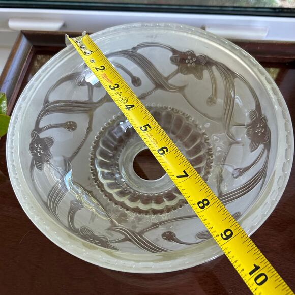 Vintage Frosted Glass Ceiling Light Shade 9.25” Floral Art Deco Style - Picture 13 of 14